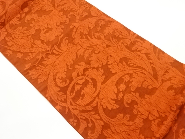 纐纈花唐草模様織出し全通袋帯